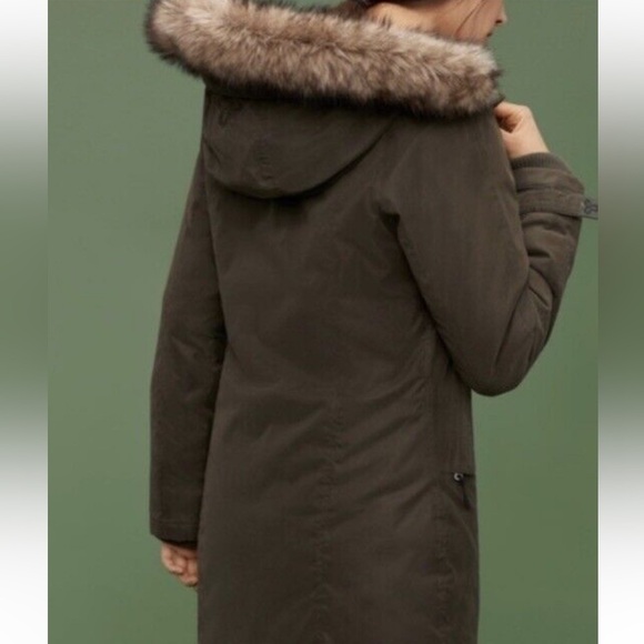 TNA Avoriaz Coat Army Green Mid-Length Goose-Down Lined Parka Jacket - Picture 2 of 16